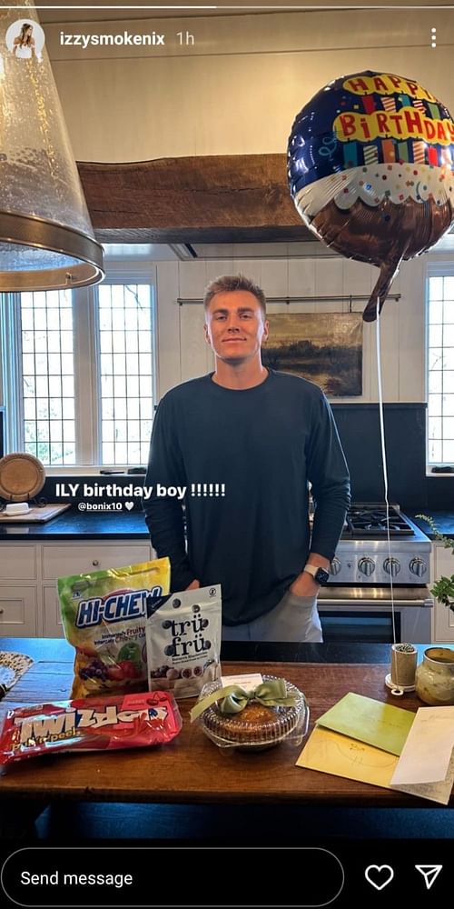 Izzy shared a snap of her husband, Bo Nix, on his birthday.