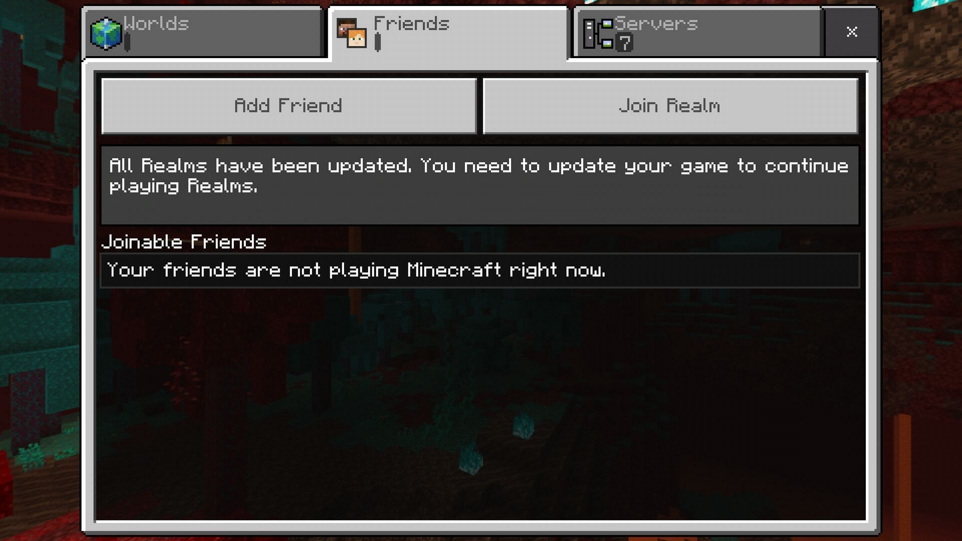 Texte de rappel de mise à jour des royaumes Minecraft (Image via Mojang)