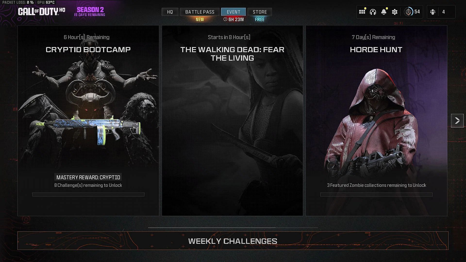All MW3 The Walking Dead Fear the Living event rewards (Image via Activision)
