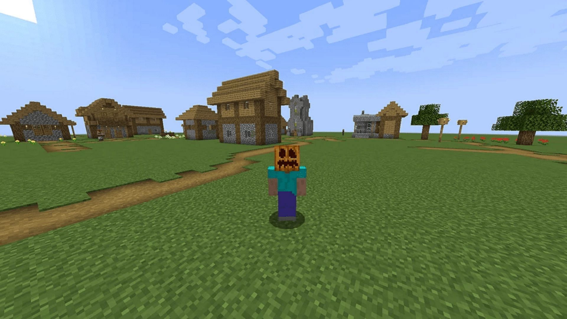 Carved pumpkins can protect Minecraft players from endermen (Image via Mojang)