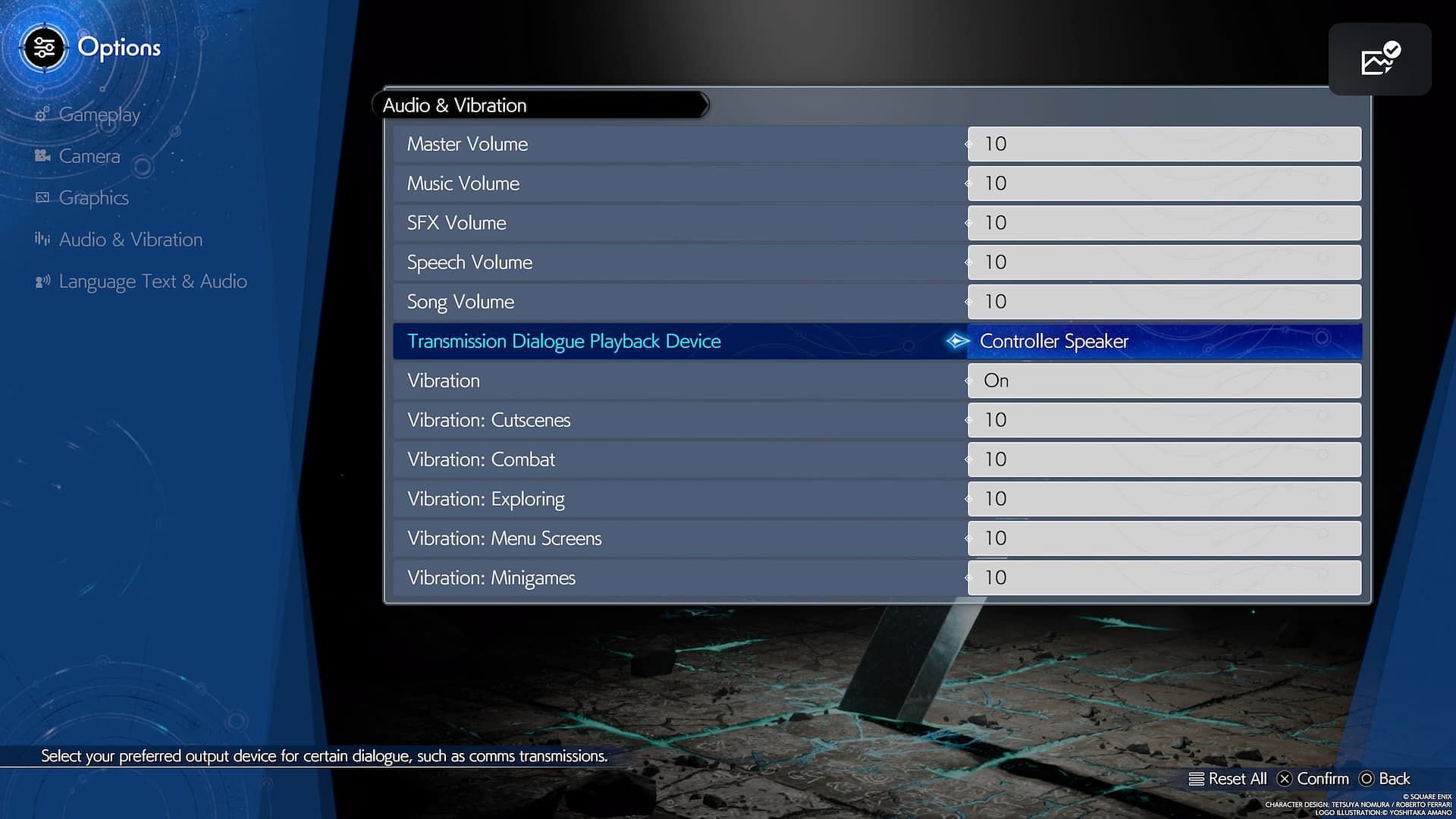 Controller settings (Image via Square Enix)