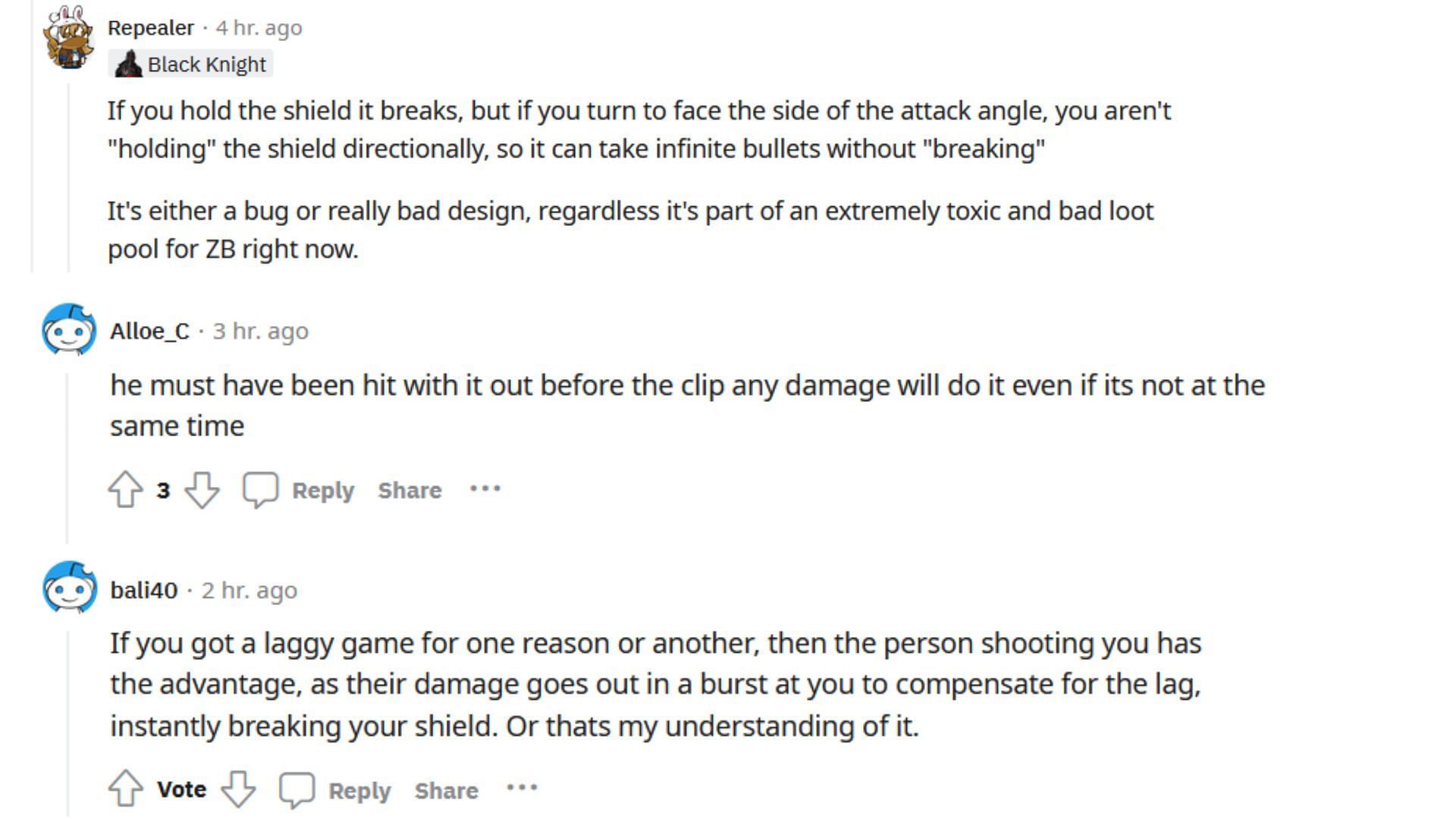 Community&#039;s opinions on the Ballistic Shield (Image via Reddit/FortNiteBR)