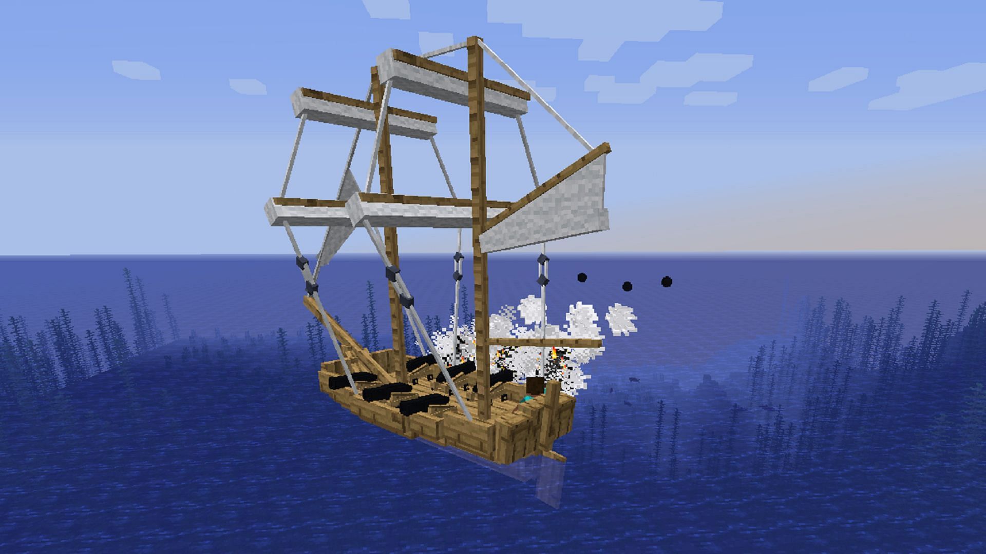 Small Ships brings proper naval travel to the game (Image via Mojang Studios || Talhanation/Modrinth)
