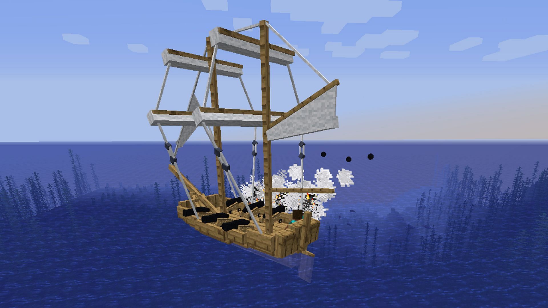 Small Ships apporte un voyage naval approprié au jeu (Image via Mojang Studios || Talhanation/Modrinth)