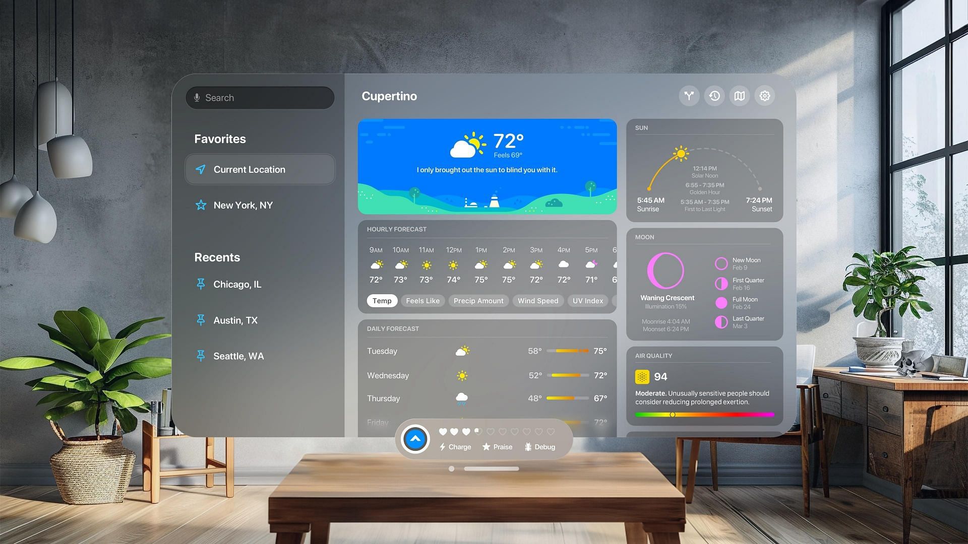CARROT Weather app - best Apple Vision Pro app for weather (Image via Reddit/@MakerOfCarrot)