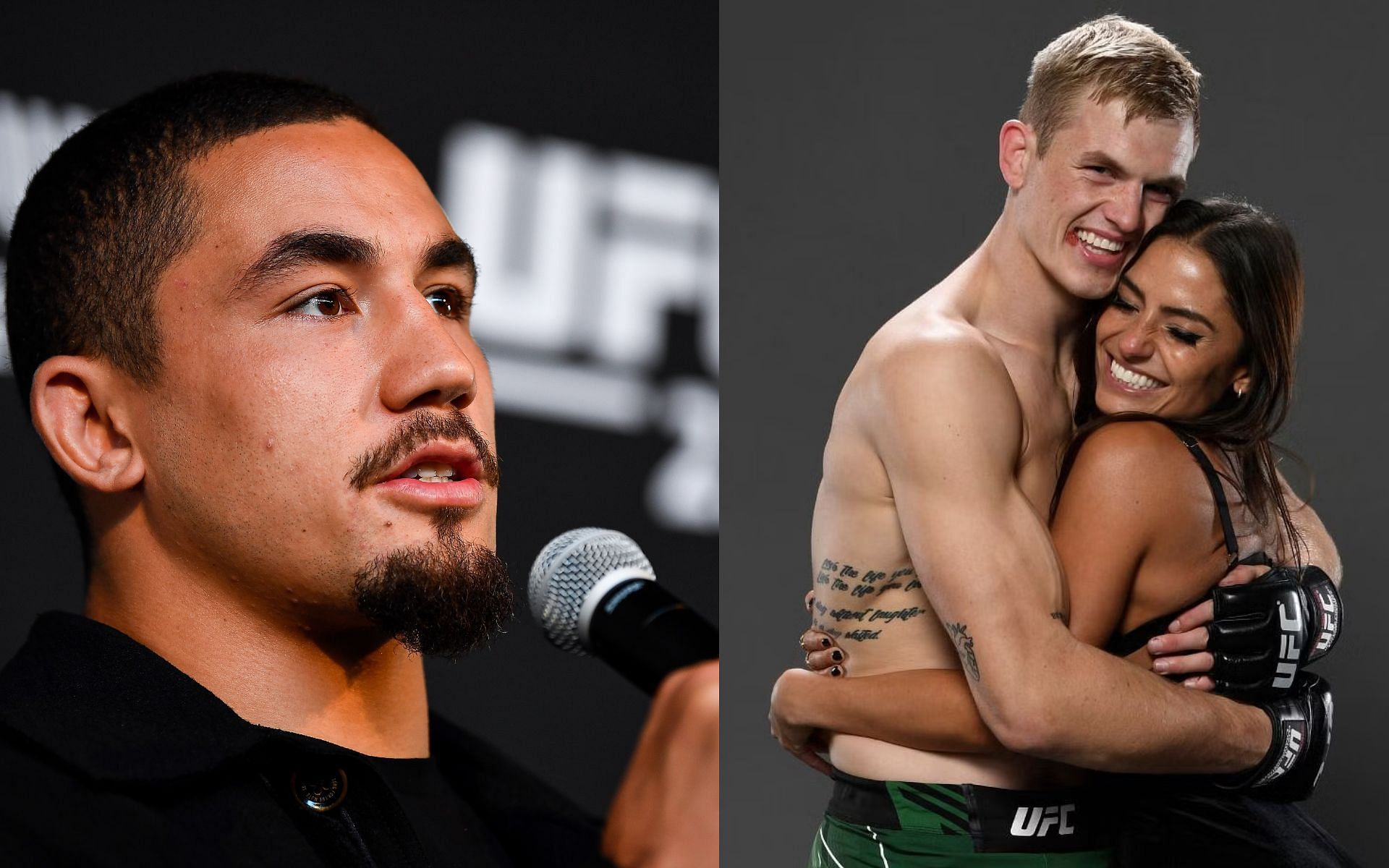 Robert Whittaker (left) slams fans for their unwarranted criticism of Ian Garry and his wife (right). [via Getty Images]