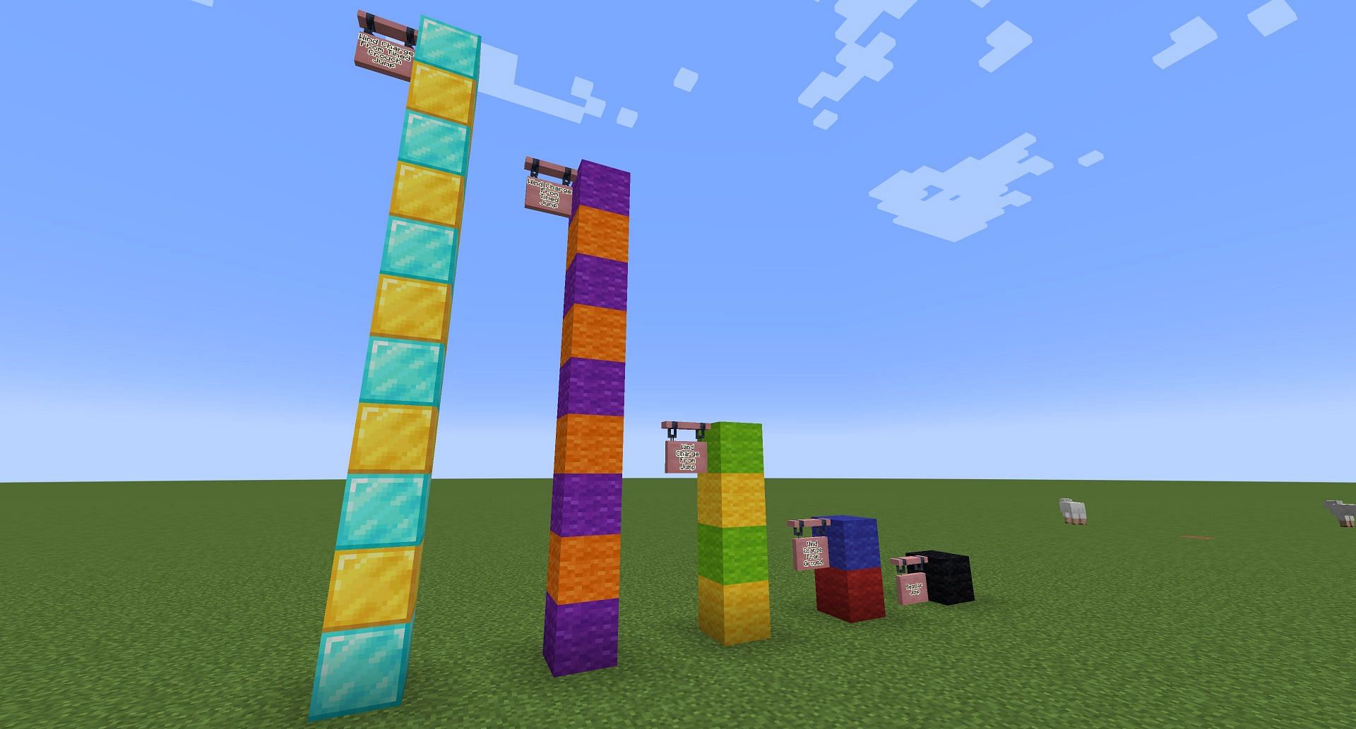 The different jump heights achievable with wind charges (Image via Mojang)