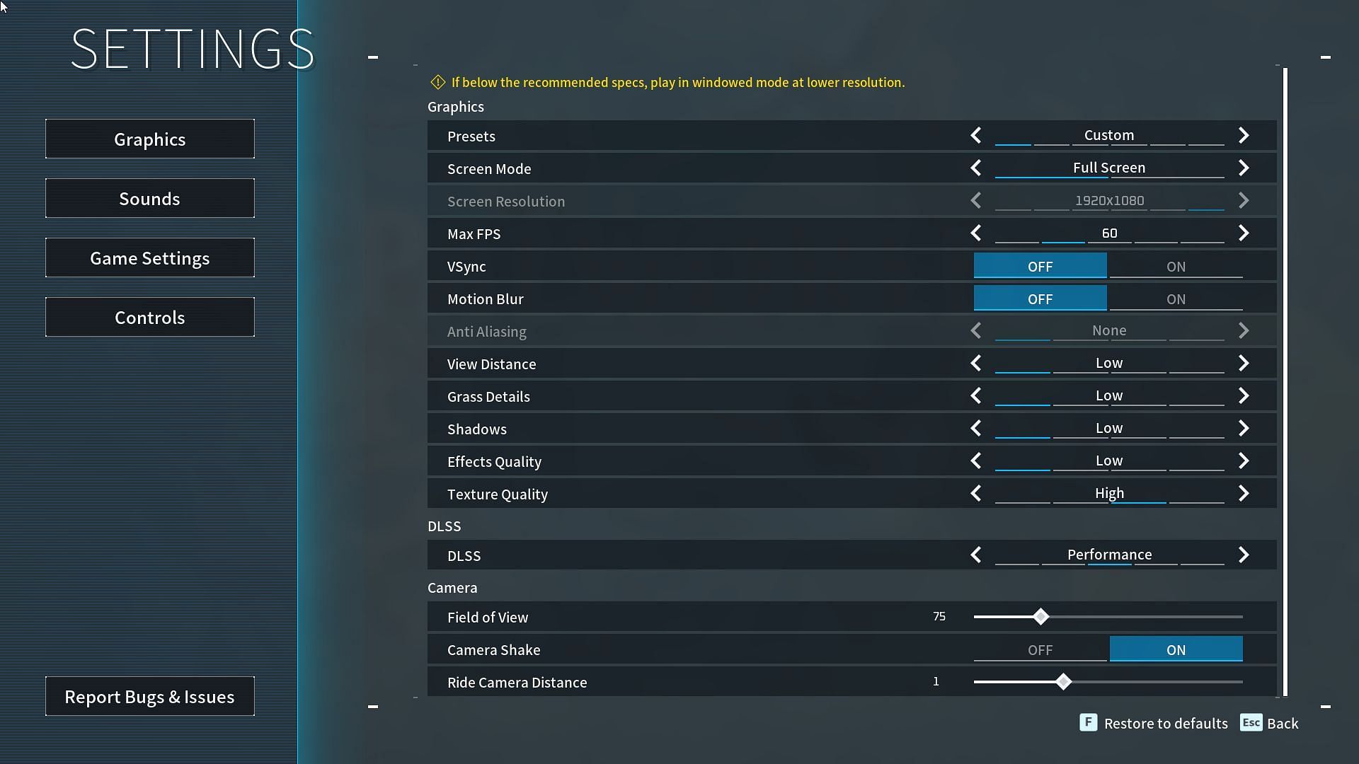 Best graphics settings to get more FPS (Image via Pocket Pair, Inc.)