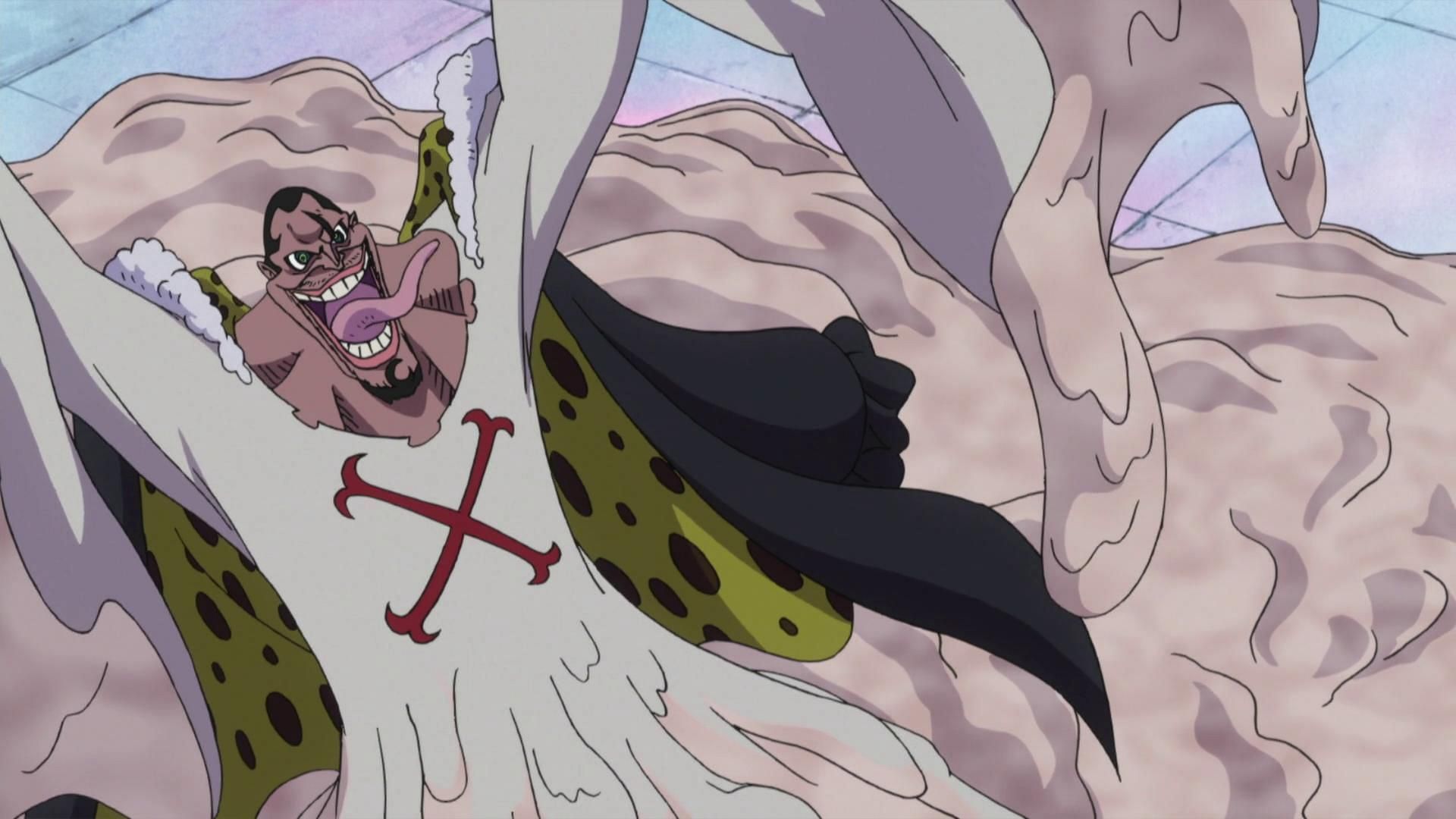 Caribou using the Swamp-Swamp Fruit in the One Piece anime (Image via Toei Animation)