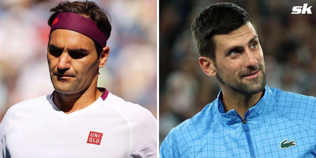 Roger Federer (L) and Novak Djokovic