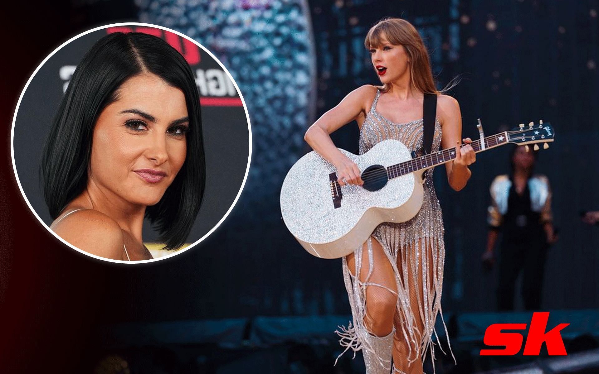 Megan Olivi (left) addresses the hate Taylor Swift (right) gets from football fans [Images courtesy @meganolivi  and @taylorswift on Instagram]