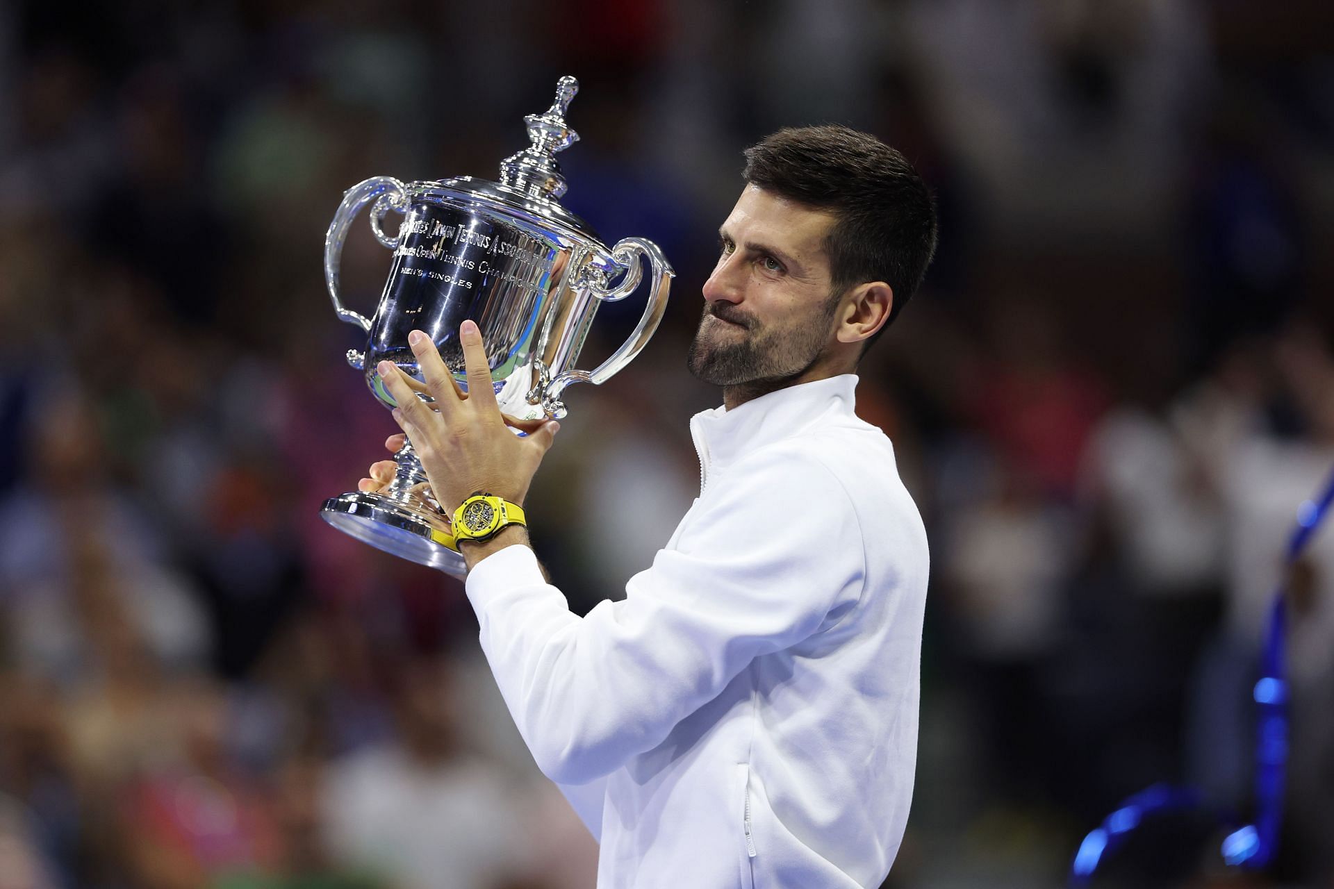 Novak Djokovic celebrated winning the 2023 US Open - Getty Images