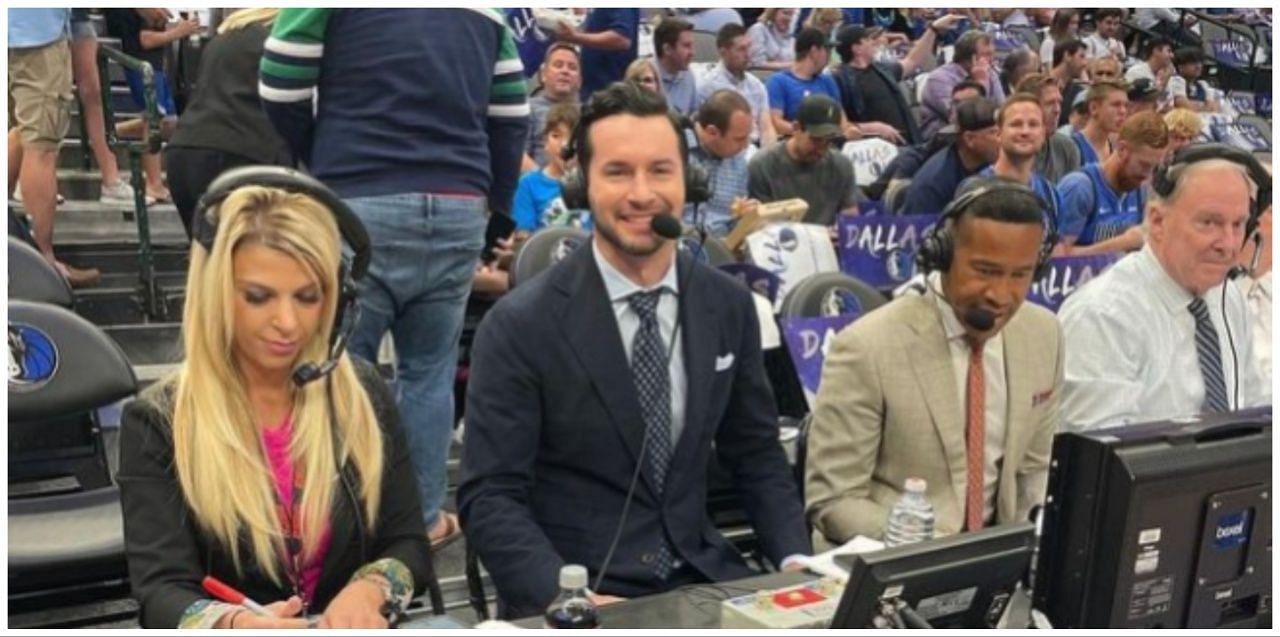 Redick doing a broadcast with Mark Jones