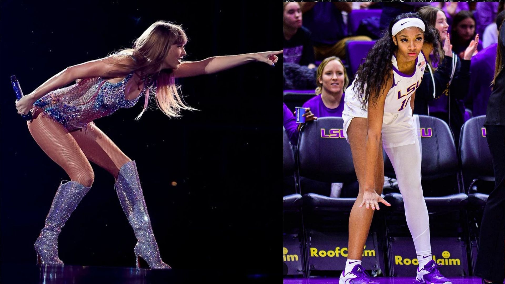 LSU Tigers basketball star Angel Reese and musician, Taylor Swift 