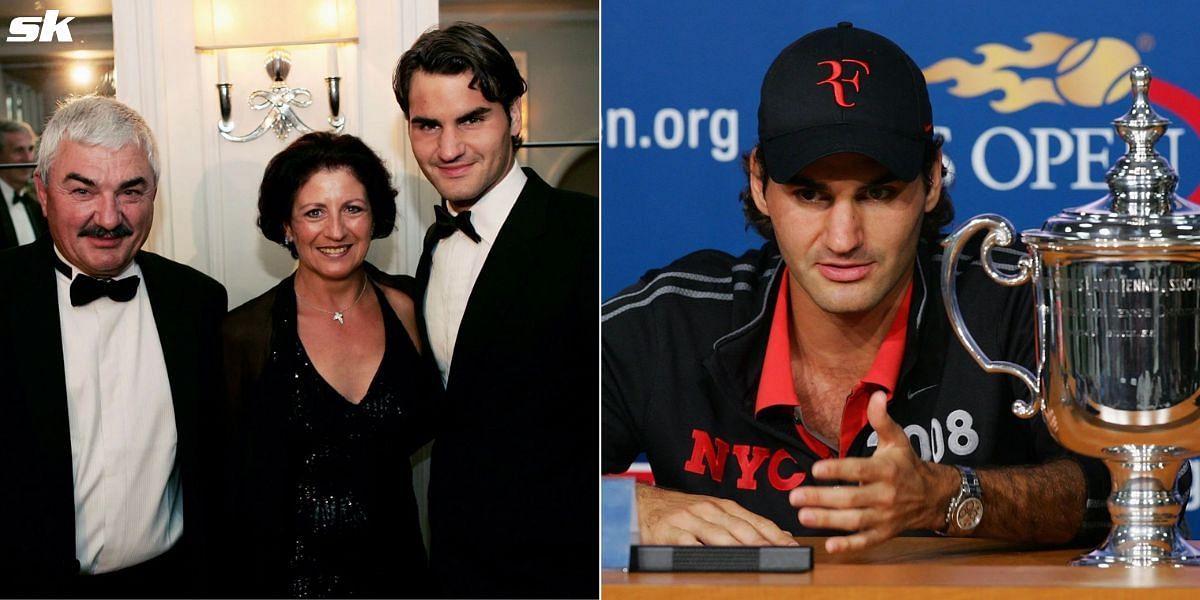 Roger Federer with his parents