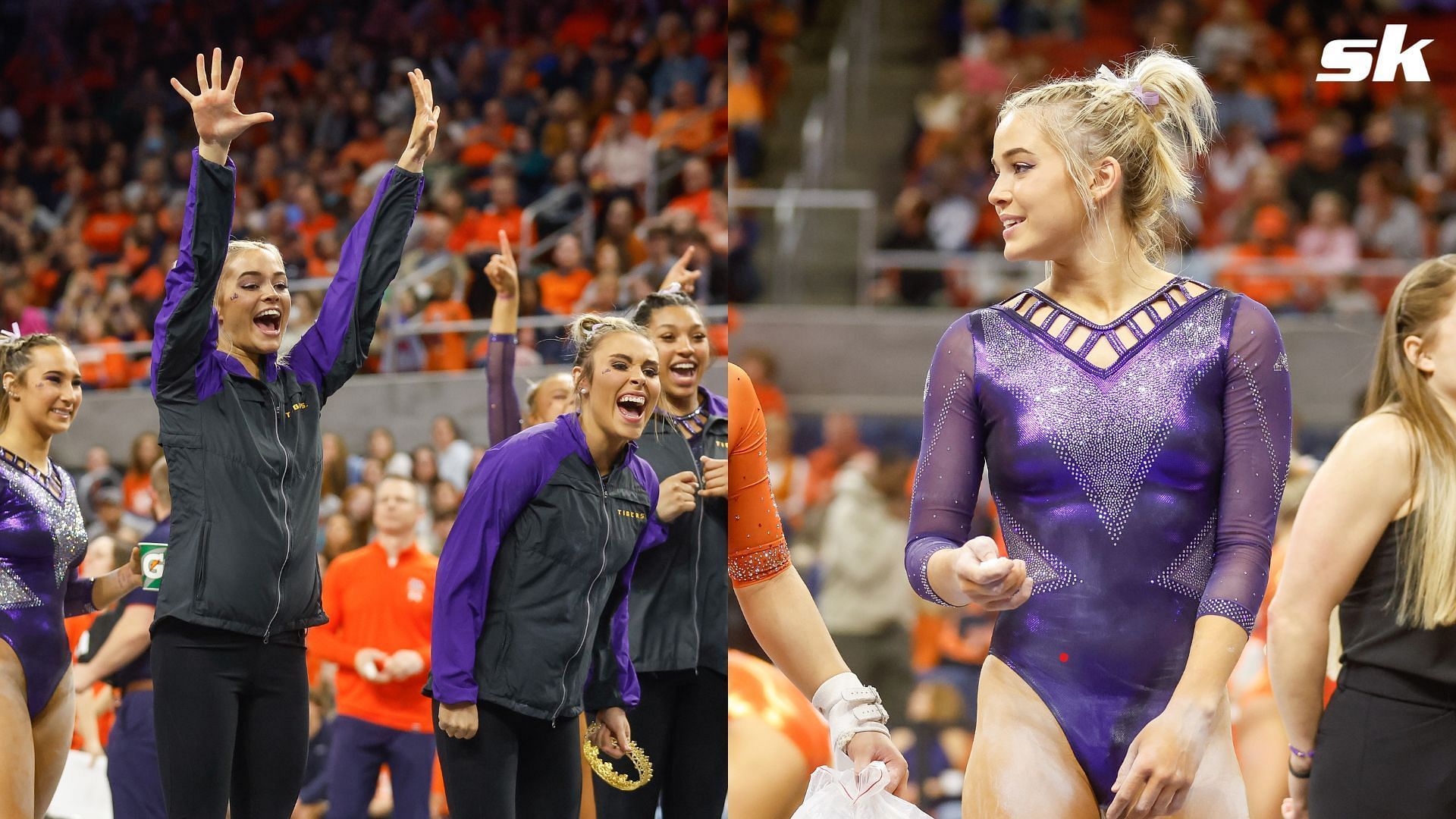 Gymnast Olivia Dunne challenged an LSU fan to give the sport a try