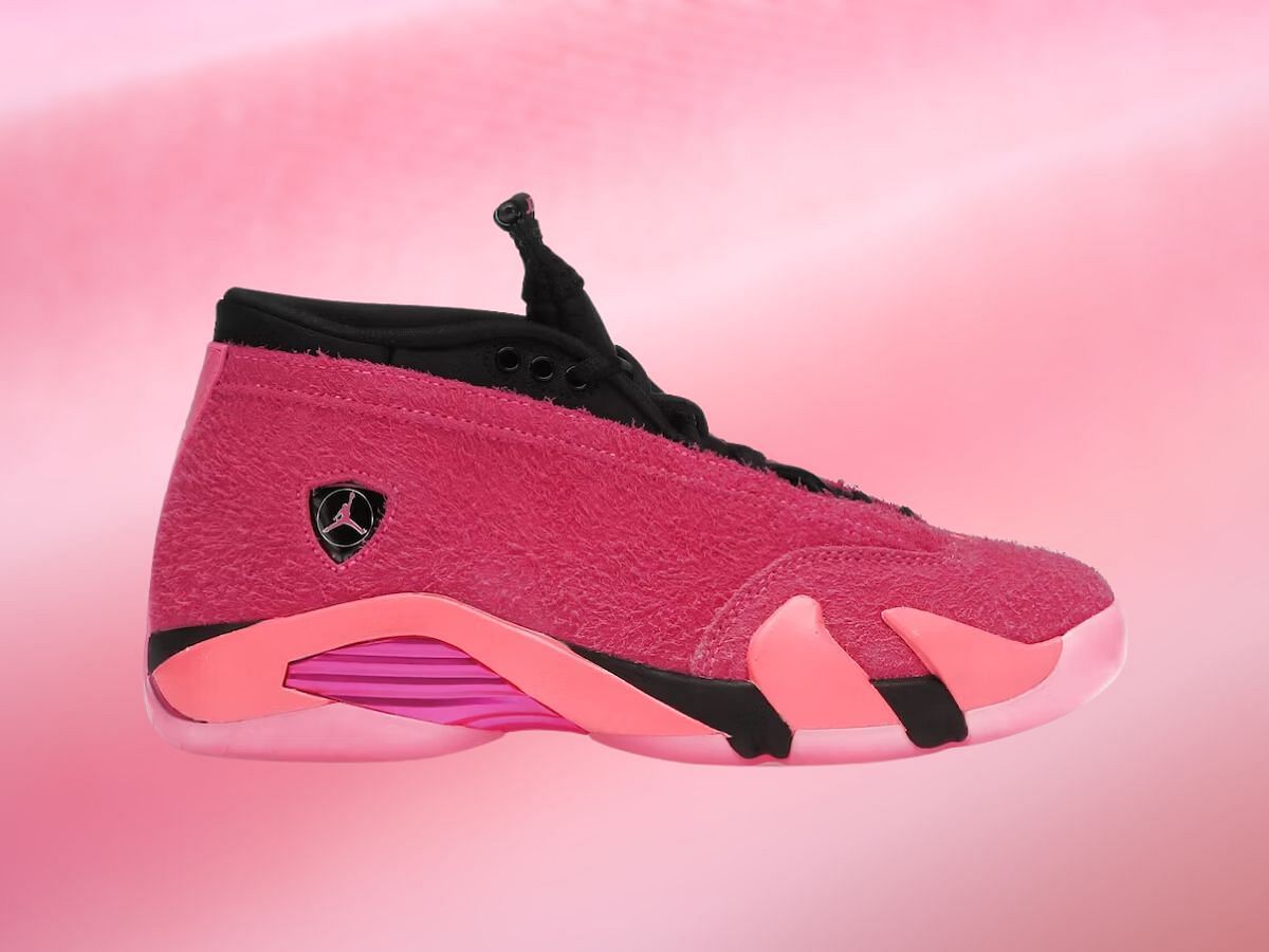 The Air Jordan 14 Retro Low &quot;Shocking Pink&quot; shoes (Image via StockX)