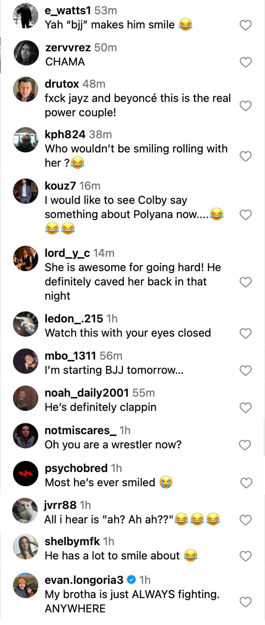 Fan reactions to Alex Pereira and Polyana Viana&#039;s grappling video [via @jstbld on Instagram]