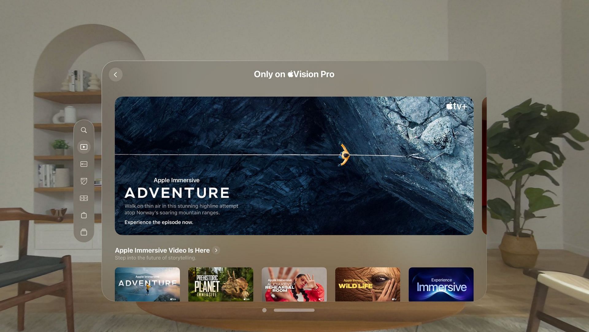 Apple TV on the Vision Pro - The best Apple Vision Pro app for video streaming (Image via Apple)