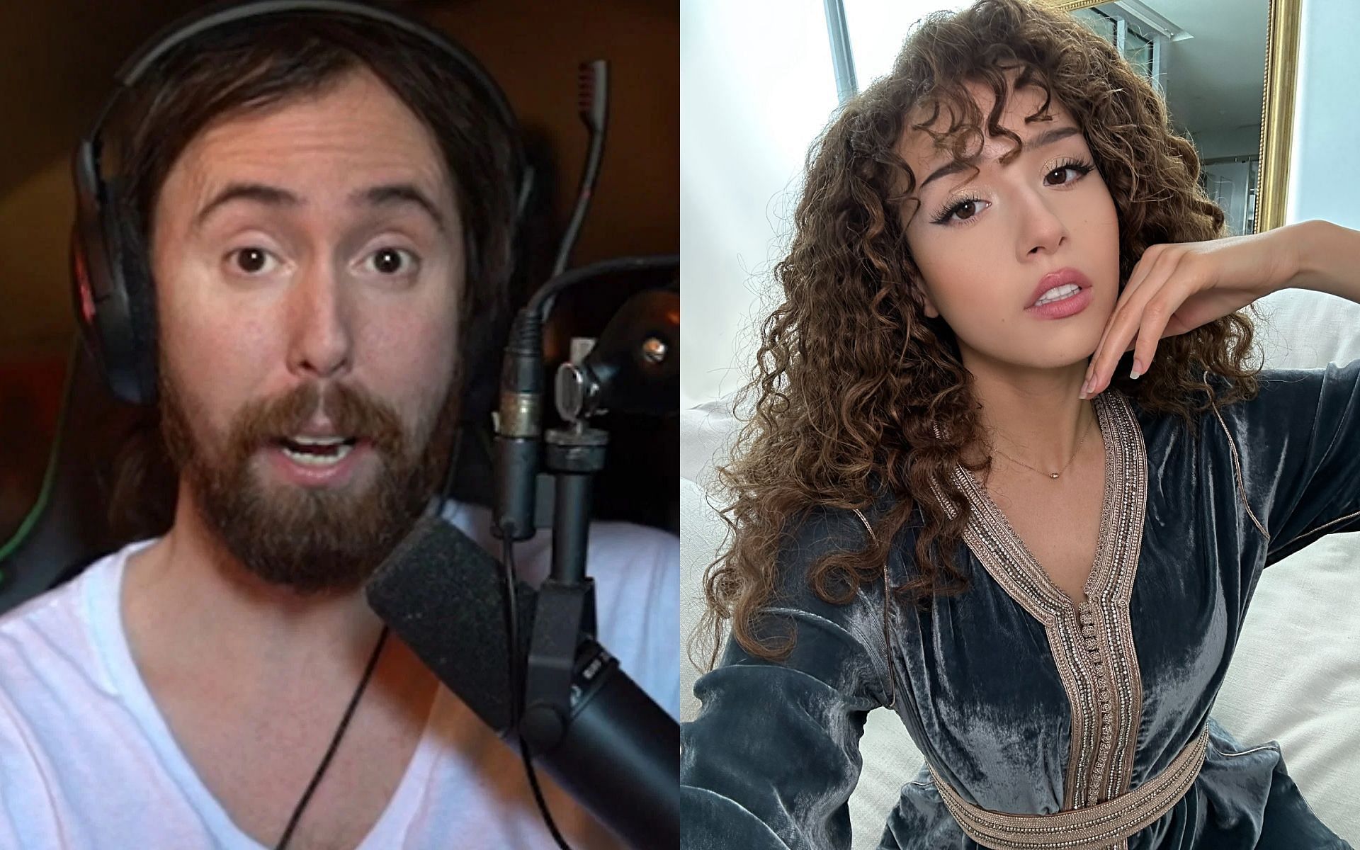 Asmongold slams Pokimane for saying &quot;red pill&quot; content influenced her to leave Twitch (Image via Zackrawrr/Twitch and @pokimanelol/X)