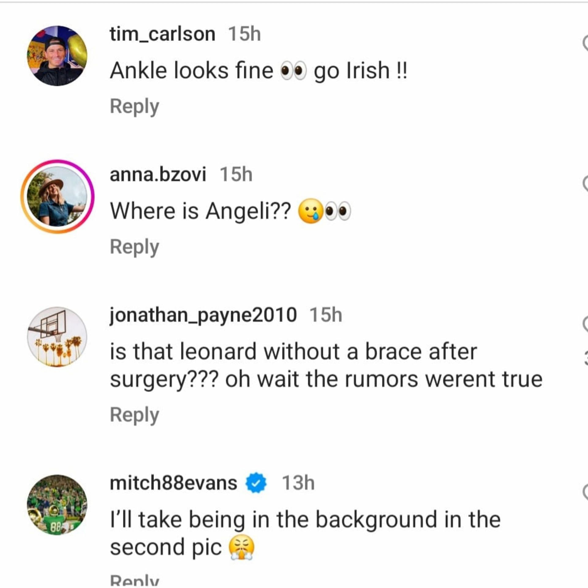 Some more fan comments on Notre Dame&#039;s IG post.
