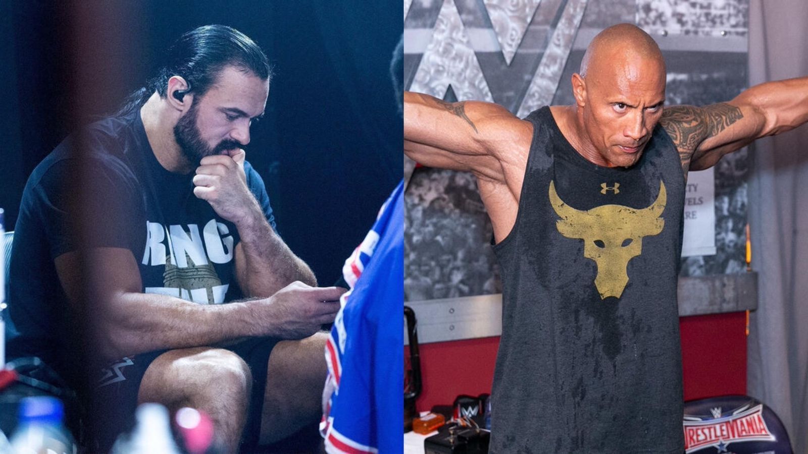 Drew McIntyre (left); The Rock (right)