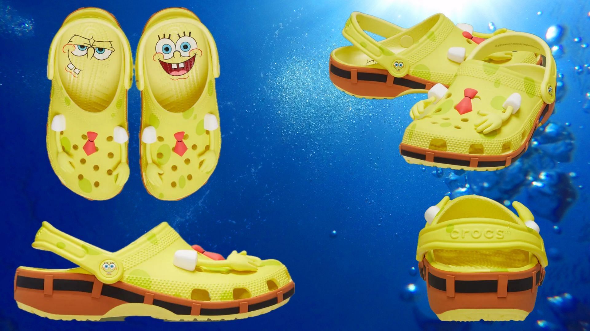 Closer look at the SpongeBob Squarepants x Crocs Classic Clogs SpongeBob (Image via Instagram/@cop_o_clock)