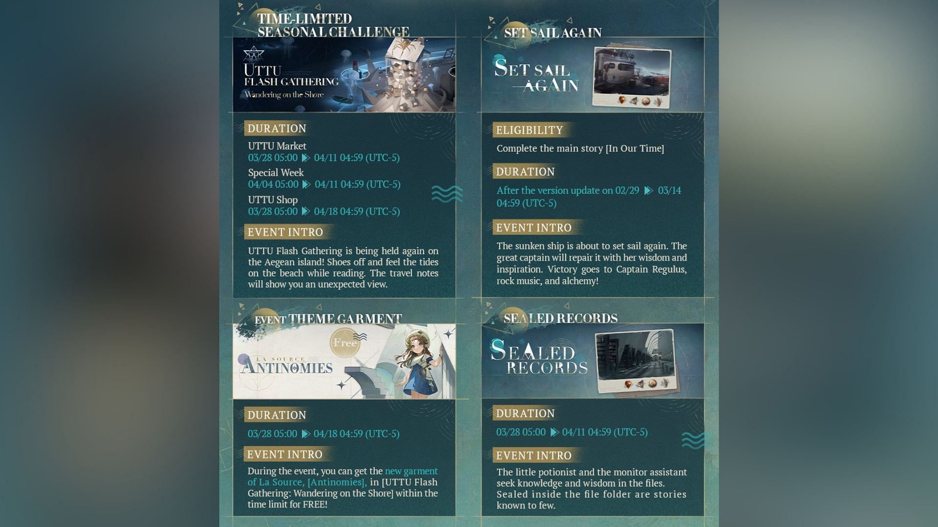 Details of new events in the version 1.4 update posted by Bluepoch on X (Image via Bluepoch)