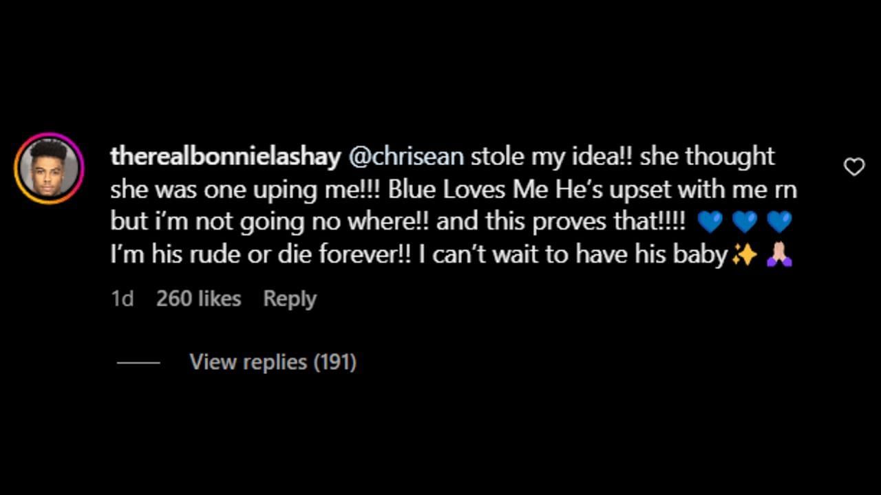 Bonnie Lashay&#039;s comment under one of her Instagram videos (Image via Instagram/therealbonnielashay)