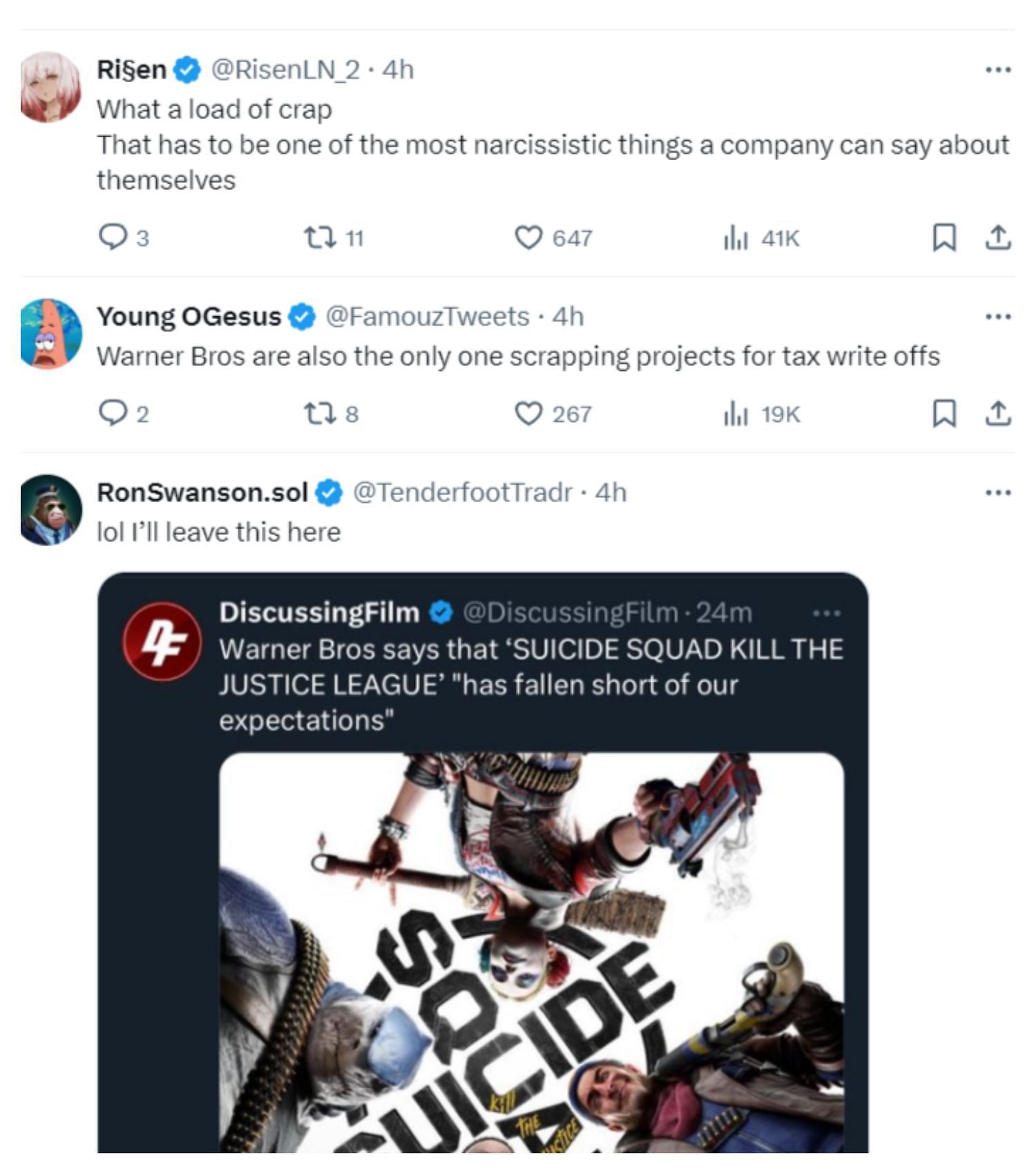 Fans do not agree with WB. (Image via Discussing Film, Twitter)