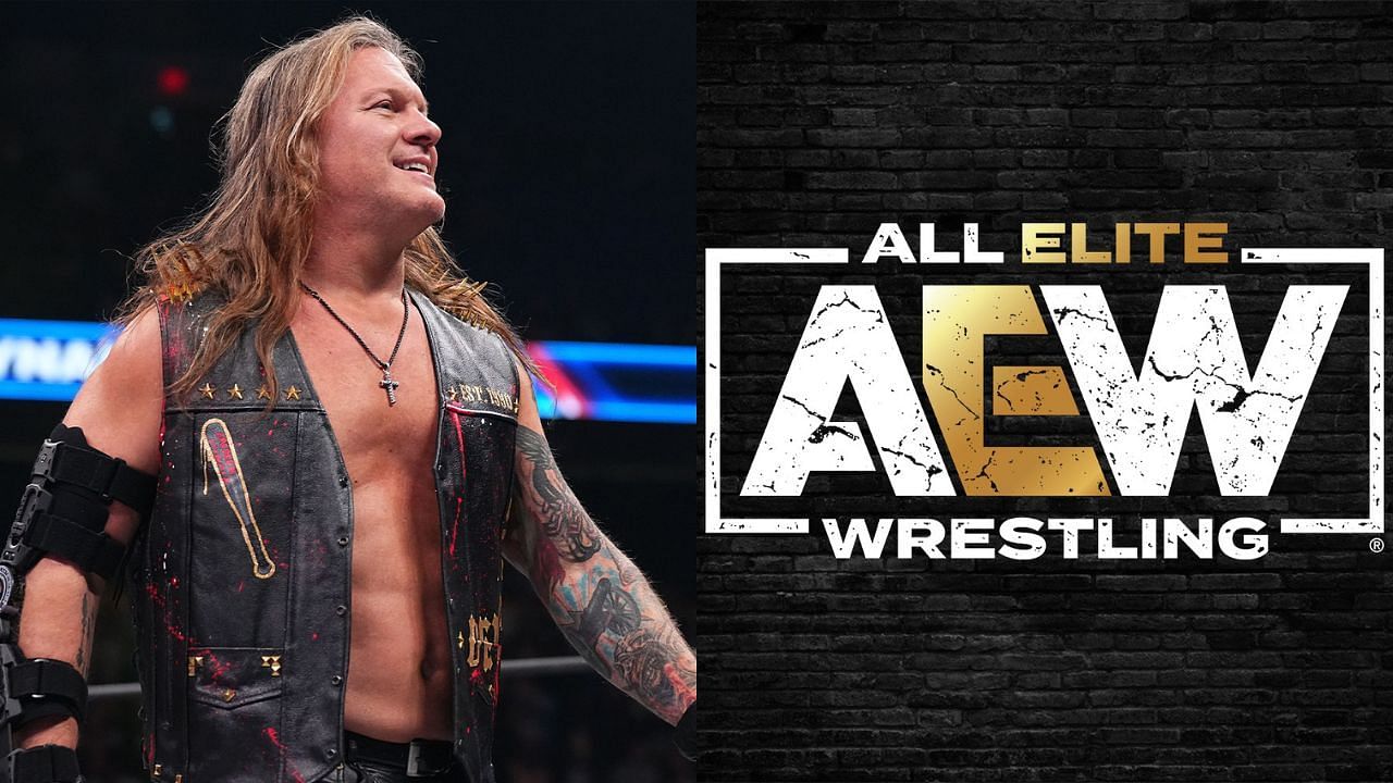 Chris Jericho (left) and AEW logo (right)