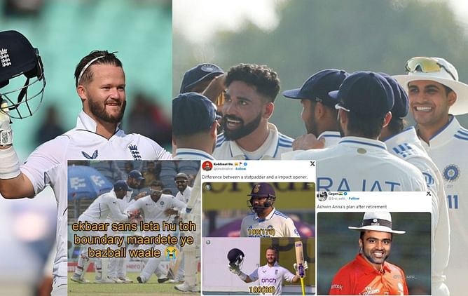 "Difference between a statpadder and an impact opener"- Top 10 funny memes as England stun India with 'Bazball' on Day 2 of 3rd Test