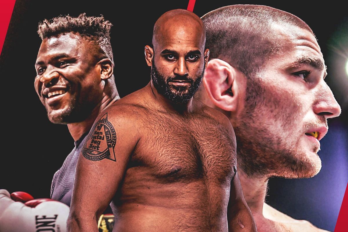 Arjan Bhullar (C) said training with Francis Ngannou (L) and Sean Strickland (R) at Xtreme Couture was a good fit. -- Photo by ONE Championship