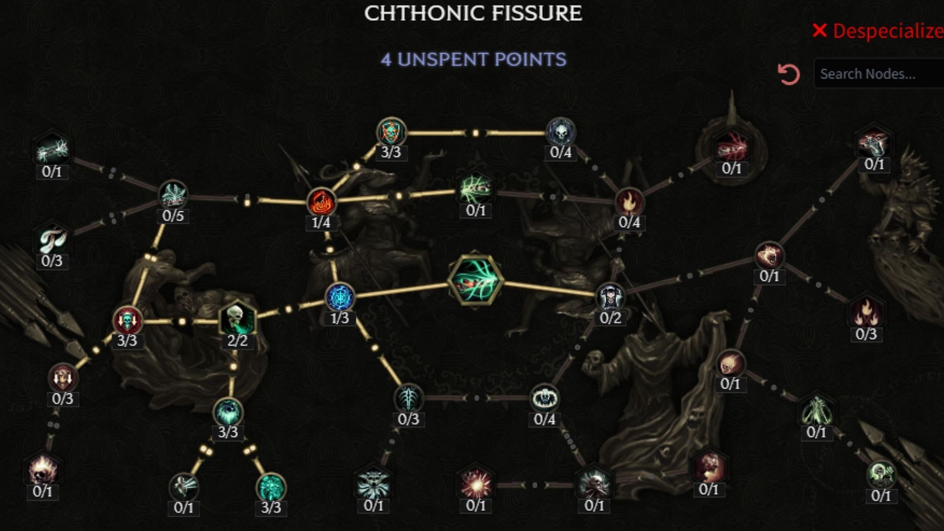 The recommended perks for Chthonic Fissure (Image via Last Epoch Tools)