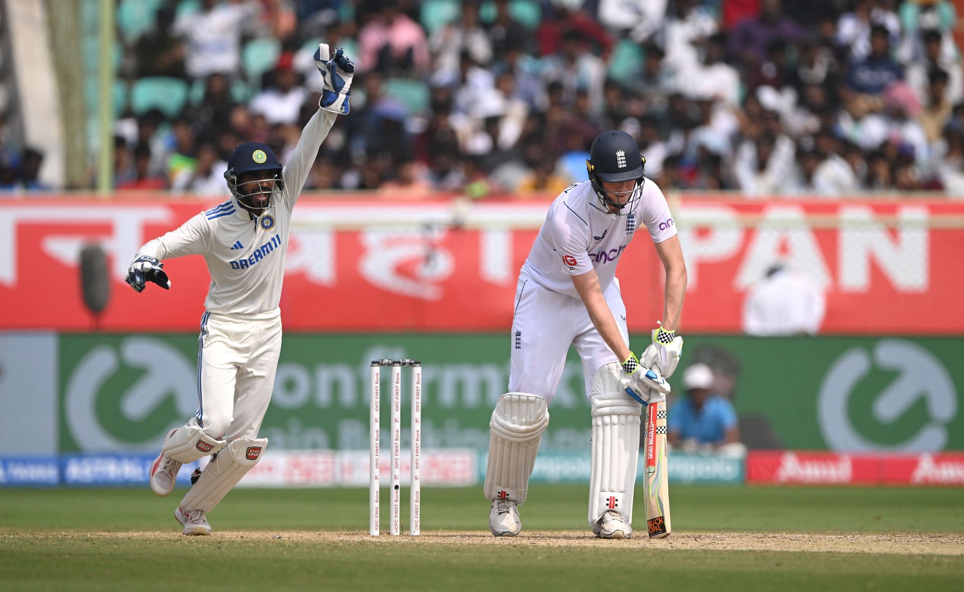 Crawley was trapped in front of the stumps by Kuldeep Yadav. (Pic: Getty)