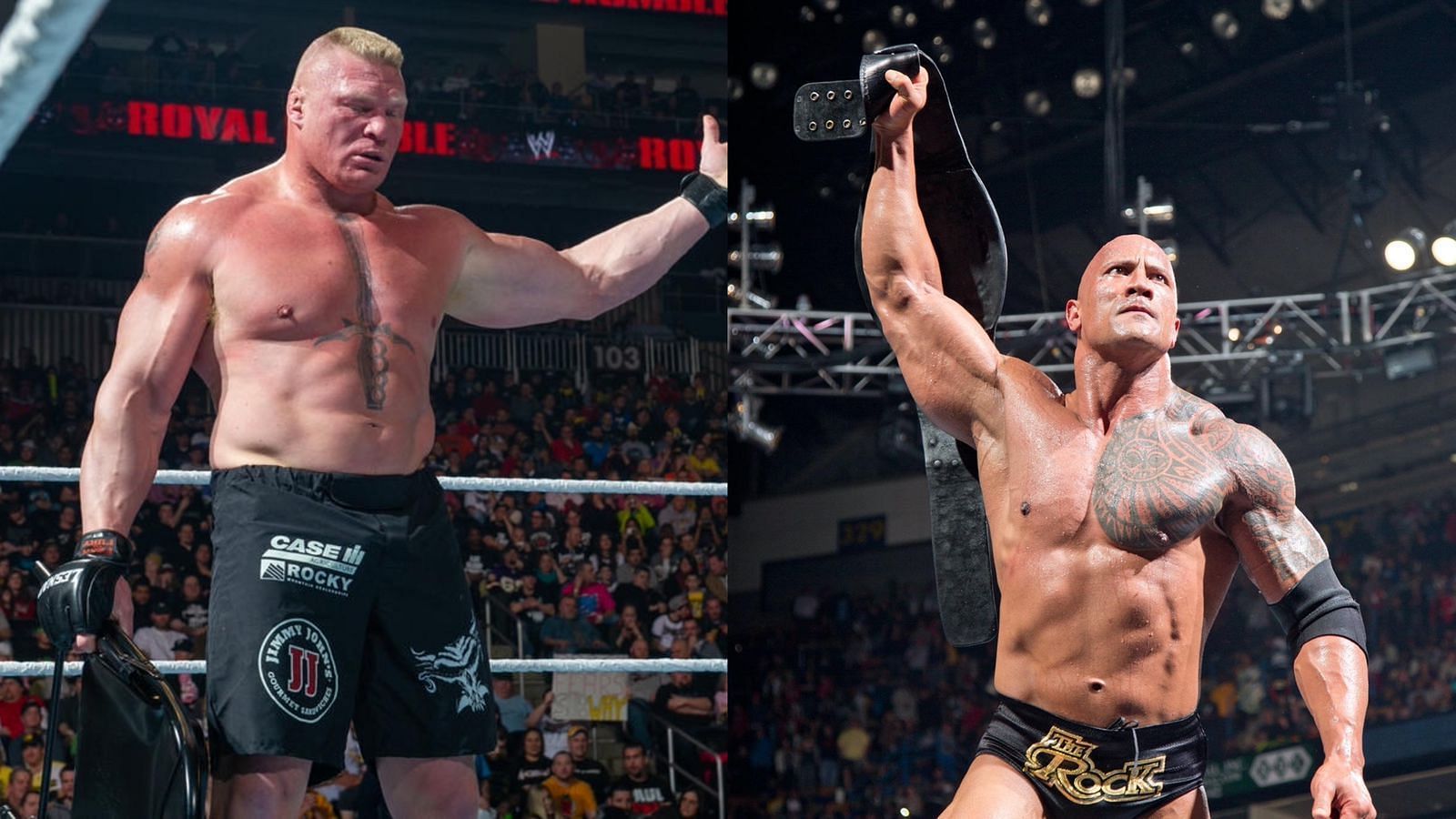 Brock Lesnar (left) and The Rock (right)