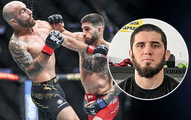 Islam Makhachev reacts to Alexander Volkanovski losing featherweight throne to Ilia Topuria in UFC 298 knockout