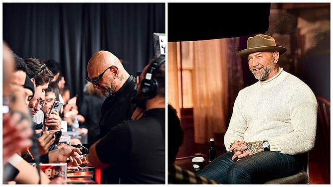 WWE legend Batista turns heads with sharp look at movie premiere