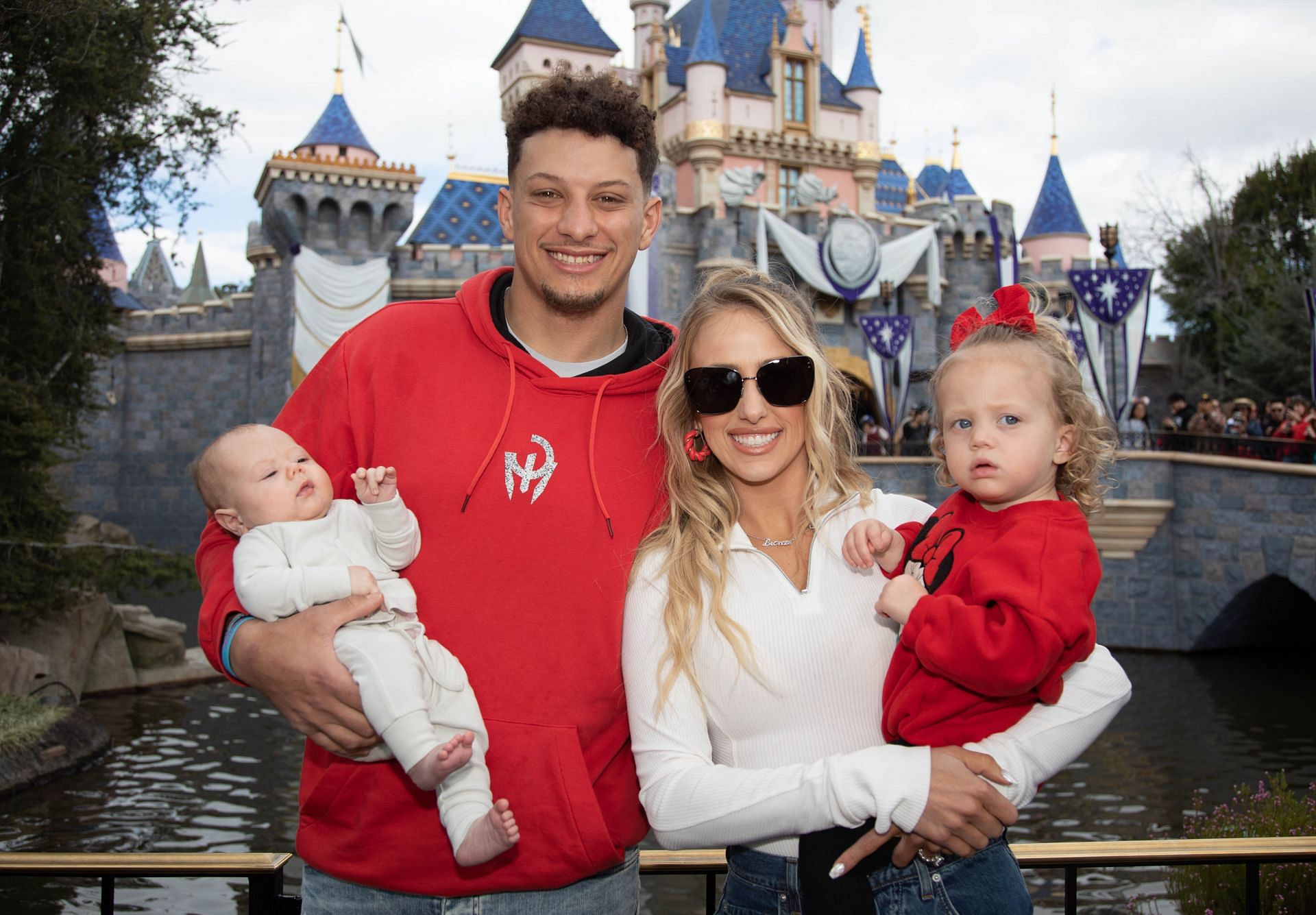 Patrick and Brittany Mahomes with their children at Disneyland after Chiefs&#039; Super Bowl win