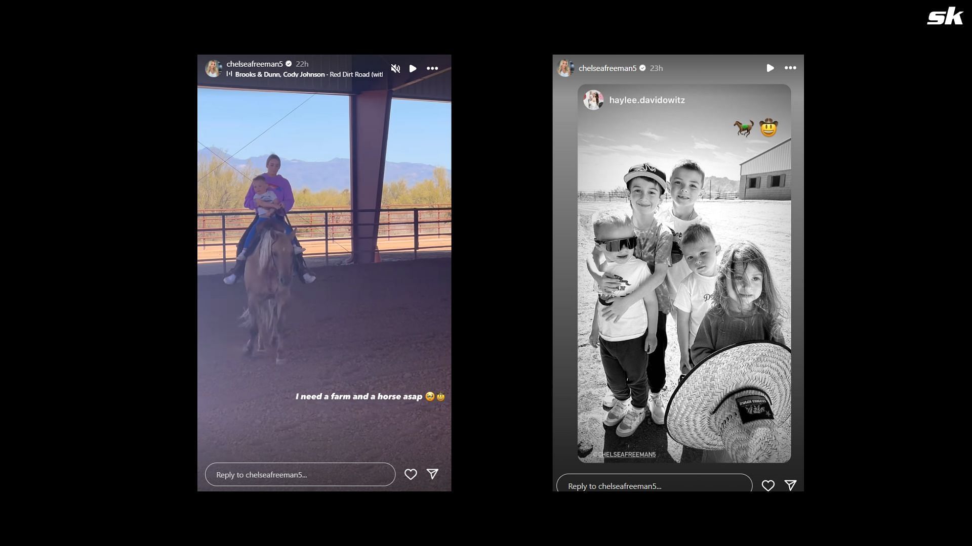 Chelsea Freeman&#039;s son Charlie on a recent horseback riding session