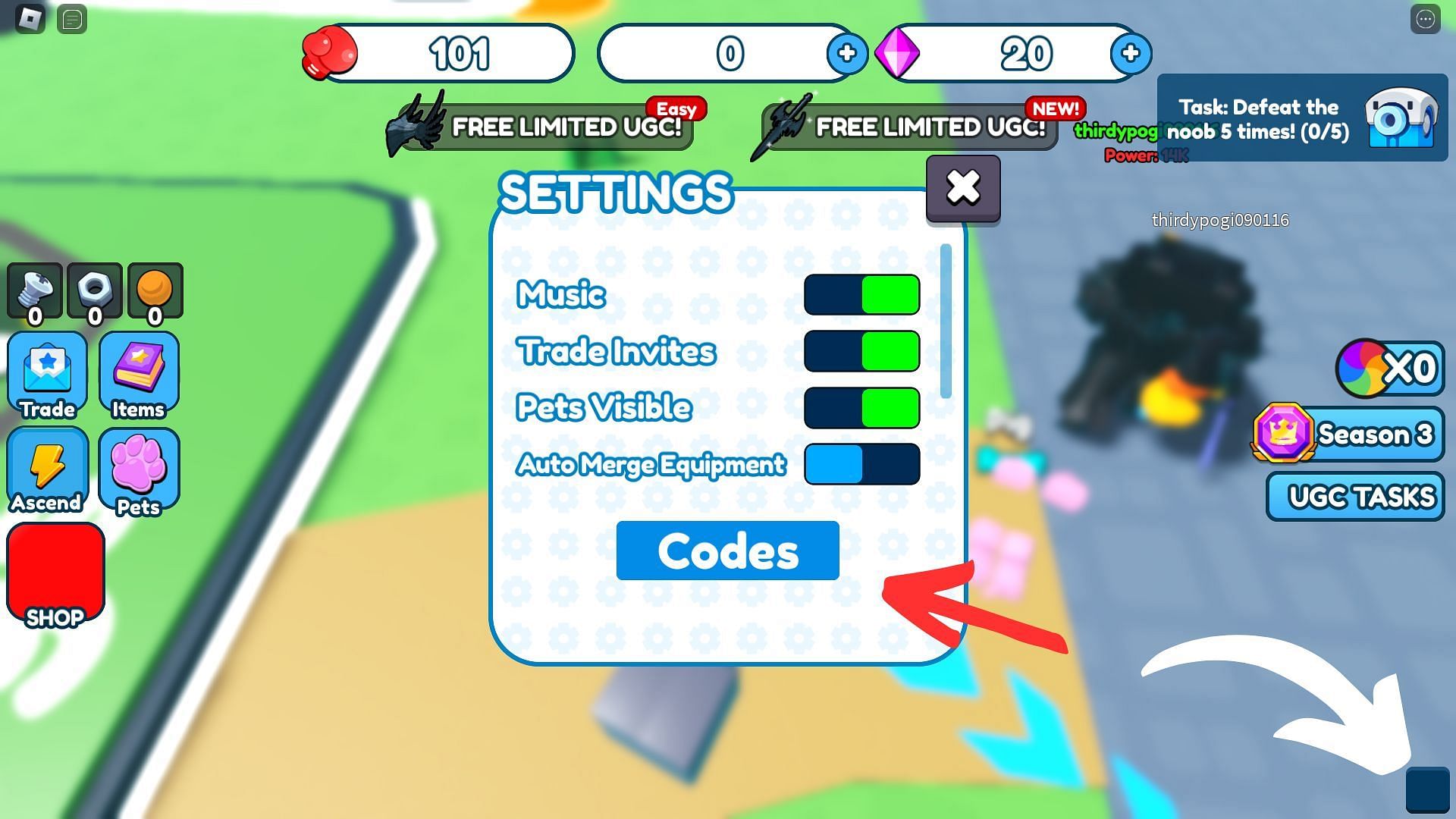 How to redeem codes for Punch Simulator (Image via Roblox and Sportskeeda)