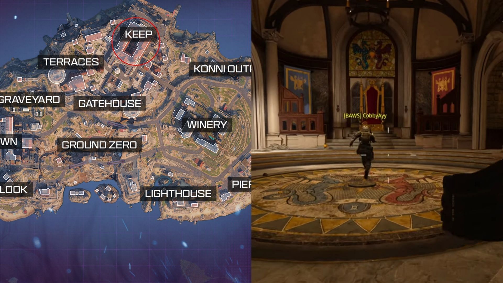 Throne room present in the Keep POI (Image via Activision || YouTube/ Geeky Pastimes)