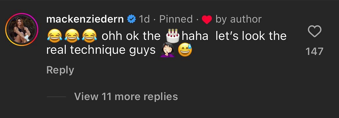 A screenshot of Mackenzie Dern&#039;s reaction to the video