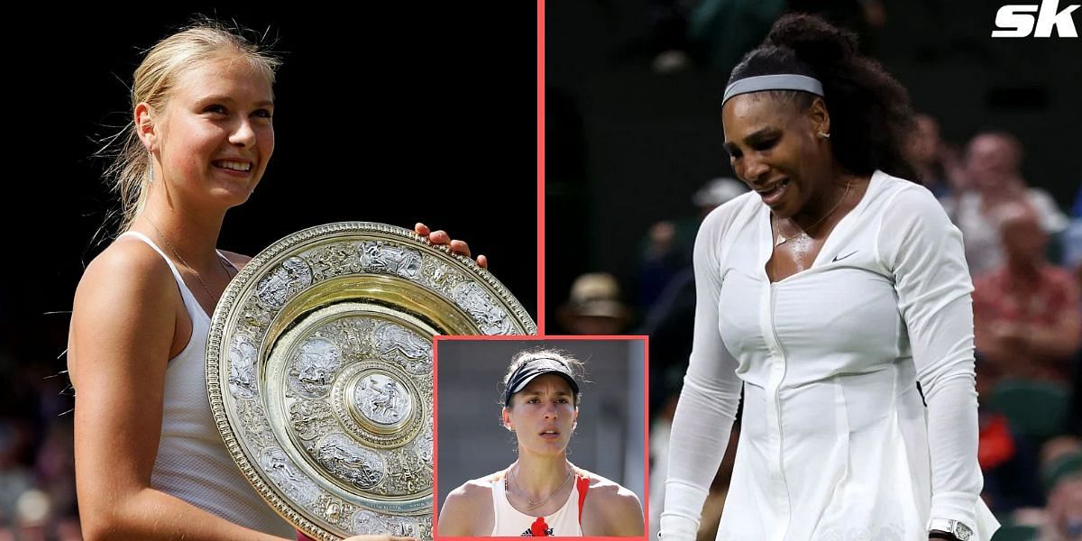 Maria Sharapova (L), Serena Williams (R) and Andrea Petkovic (inset)