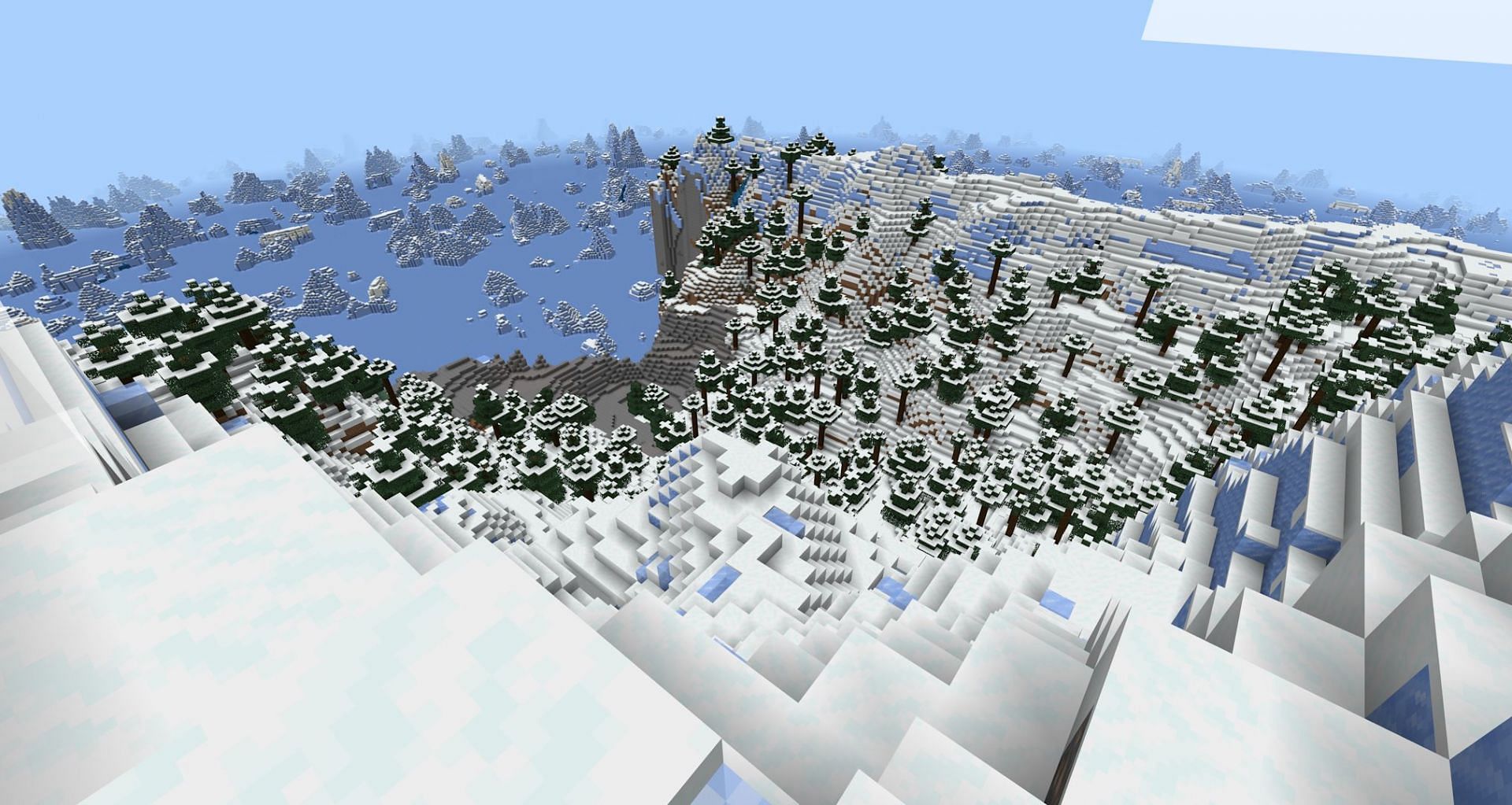 The view from spawn, over the frozen terrain (Image via Mojang)