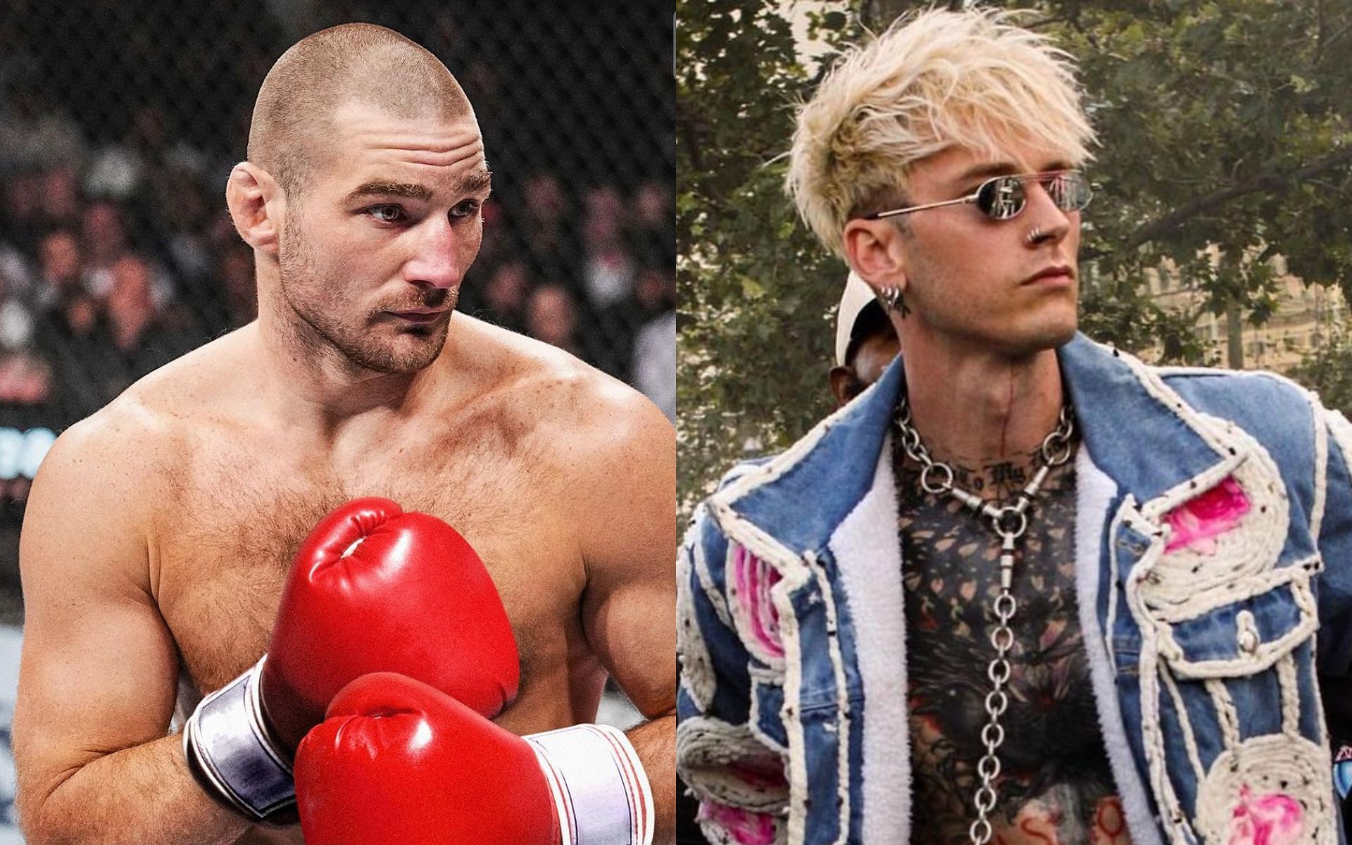 Sean Strickland (left) gets into an altercation with Machine Gun Kelly (right) [Image courtesy @stricklandmma and @machinegunkelly on Instagram]