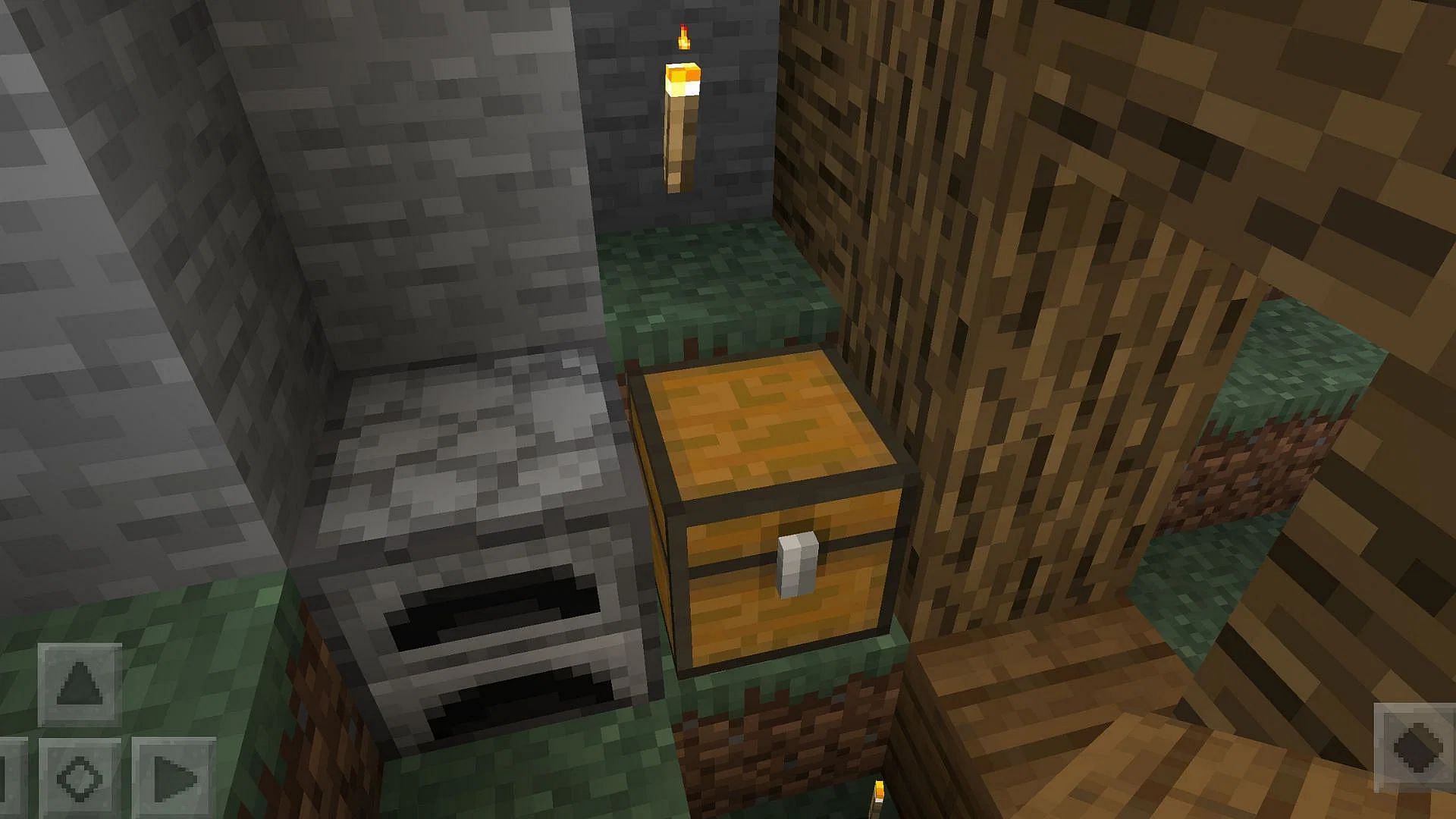 Making a basic house in the cave (Image via Mojang Studios)