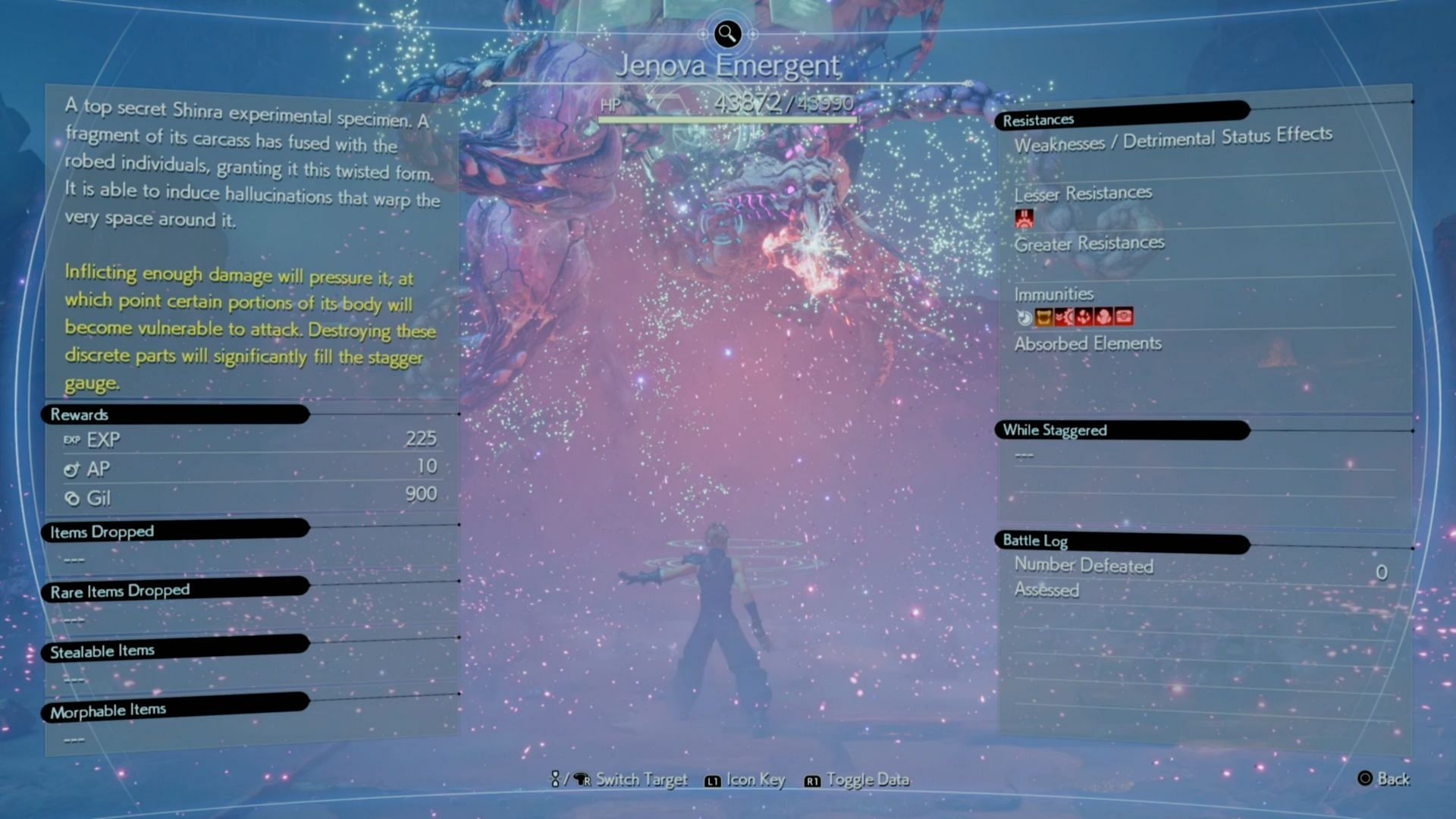 This is the Assess screen for Jenova Emergent (Image via Square Enix)