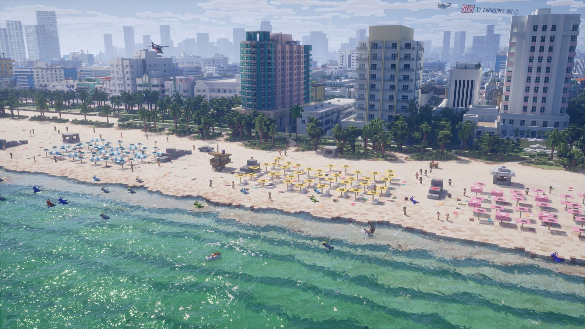 Screenshot from the Grand Theft Auto 6 Minecraft recreation (2/3) (Image via YouTube/@BoraniumArt)
