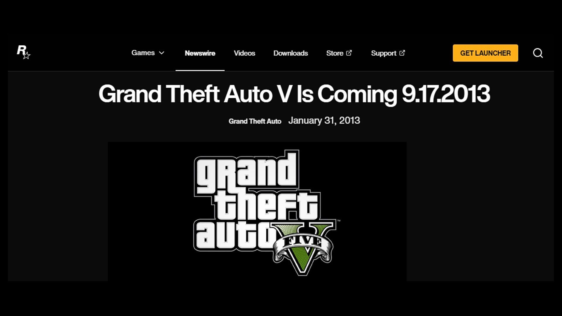 Grand Theft Auto 5&#039;s release date announcement (Image via Rockstar Games)